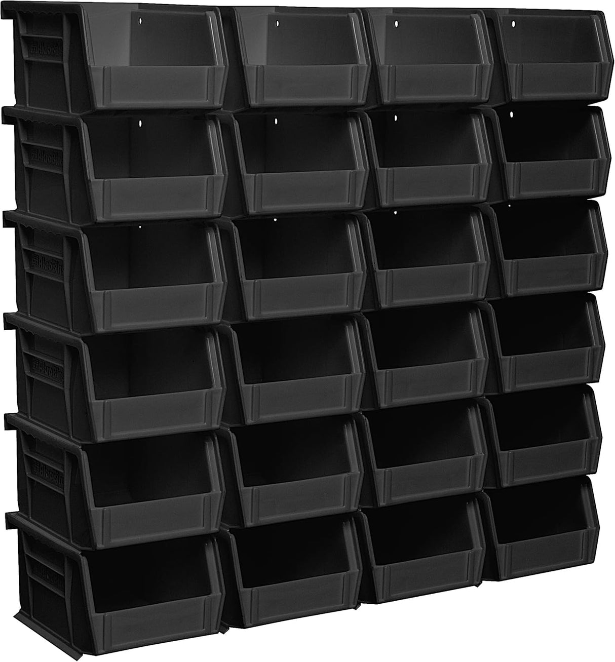 Akro-Mils 30210 AkroBins Plastic Storage Bins, Space-Saving Stackable Bins for Garage, Pantry, Craft Organization, 5-" x 4-" x 3-", Black, 24-Pack Akro-Mils