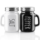 Salt and Pepper Shakers Set, ZOSUJO 4 oz Cute Salt Pepper Shaker, Kitchen Decor for Home Restaurants Wedding, Glass Black White Shaker Sets with Stainless Steel Lids ZOSUJO