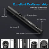 TOPKAY Torch Lighters, 2 Pack, Butane Lighters, Adjustable Jet Flame Torch Lighters, Windproof Butane Refillable Gas Torch Lighter Long Lighter for Candle, Grill, BBQ, Fireworks(Butane Not Included) TOPKAY