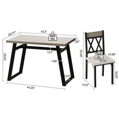 REHOOPEX Dining Room Table Set for 4, 5-Piece Farmhouse Kitchen Table Set, Thickened Metal Frame with Wood Top, Kitchen Table and Chairs for 4 Ideal for Dining Room, Dinette, Small Space, Apa - WoodArtSupply