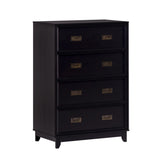 Walker Edison Orin Contemporary 4-Drawer Tall Solid Wood Dresser, 42 Inch, Black Walker Edison