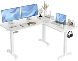 Claiks L Shaped Standing Desk Adjustable Height, Dual Motor Electric Corner Standing Desk, 63x55 inch Sit Stand up Desk with Splice Board, White Claiks