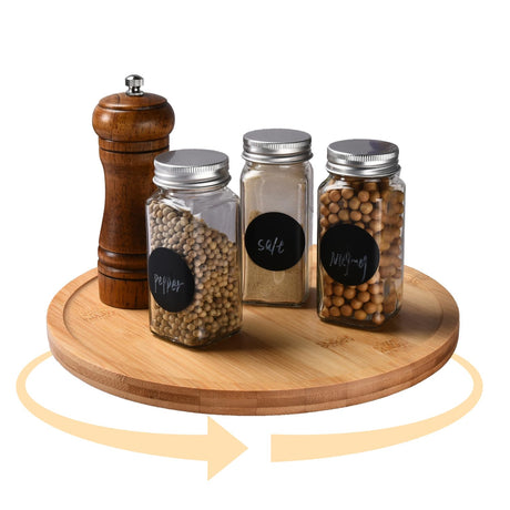 Prosumer's Choice Bamboo Lazy Susan Spinning Organizer Turntable - 10x10-Inch Revolving Condiment and Spice Rack - Multipurpose Rotating Bamboo Wood Organizer for Kitchen Countertop or Bathrooms Prosumer's Choice