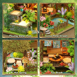 DIY Miniature House Kit, Dollhouse Kit, 3D Wooden Puzzles Bookshelf Craft Kits, Mini Doll House Building Kit for Adults Teen(Garden Cottage)