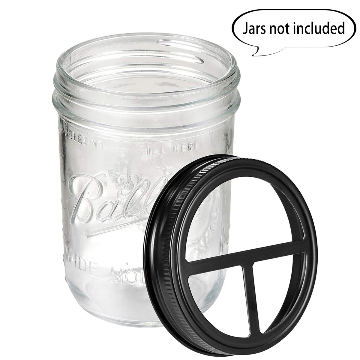 [Wide Mouth ONLY] SheeChung 2 Pack Mason Jar Toothbrush Holder Lid - Rustproof 304 Stainless Steel for Ball Mason Jar or Any Pint. Jar, Farmhouse Decor Bathroom Accessories Set - Black SheeChung
