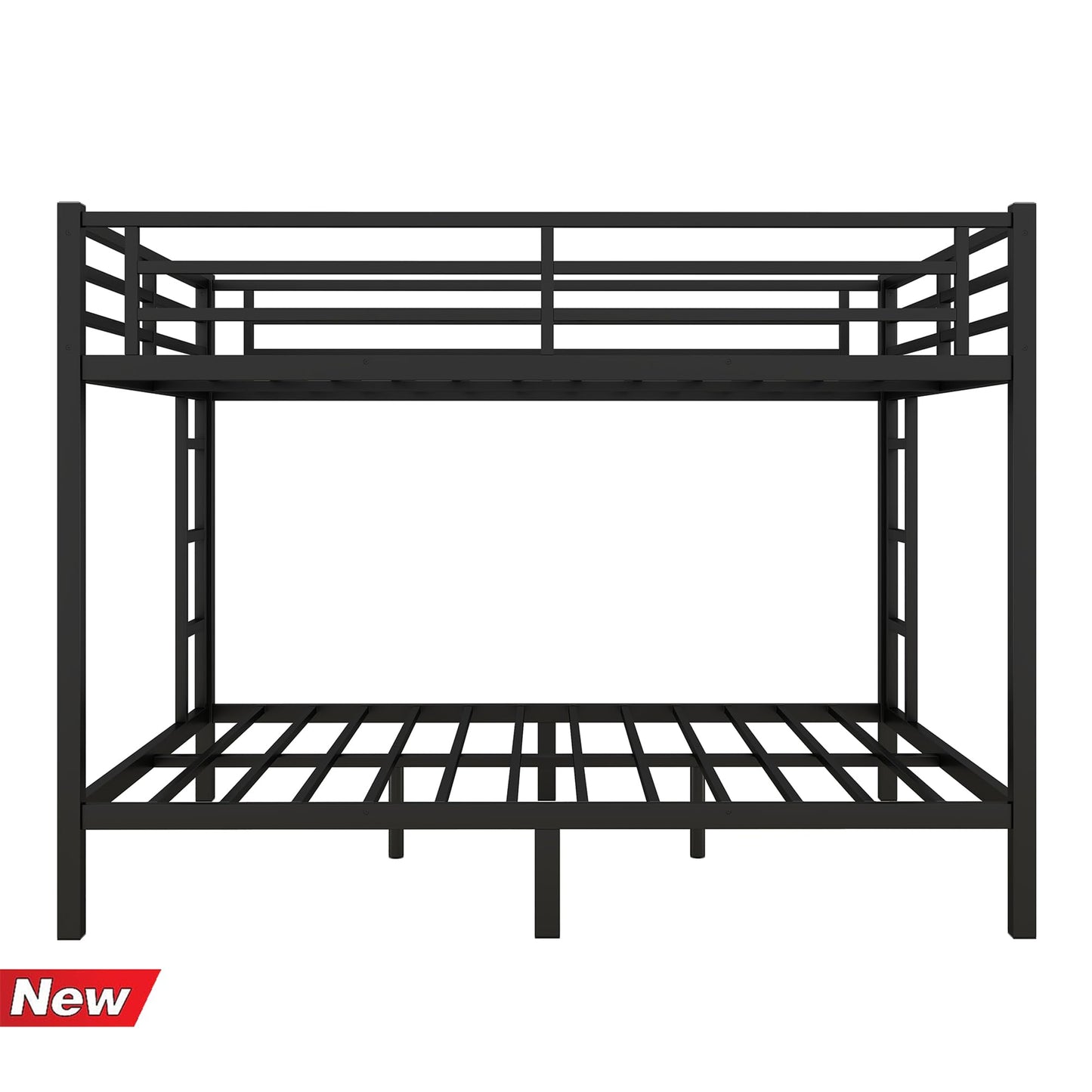 TSAMPA Upgraded Heavy Duty Black Metal Bunk Bed Frame Queen Over Queen Size, Thickened Safer More Stable Bunkbed (Easier to Assemble)