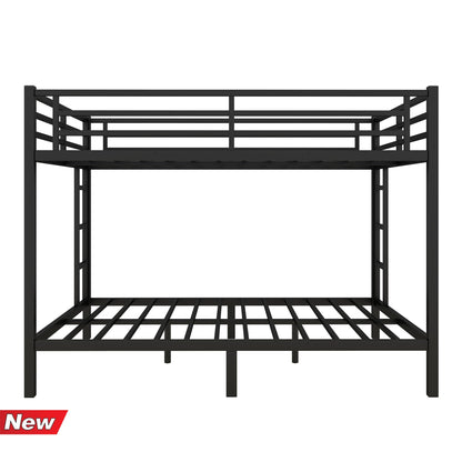 TSAMPA Upgraded Heavy Duty Black Metal Bunk Bed Frame Queen Over Queen Size, Thickened Safer More Stable Bunkbed (Easier to Assemble)