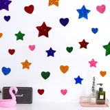 260 Pieces Colorful Glitter Foam Stickers Self Adhesive Stars Mini Heart Shapes Glitter Stickers, Kid's Arts Craft Supplies Greeting Cards Home Decoration Stars&Heart Shapes TTSAM