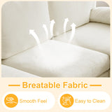 Karl home U-Shape Sectional Sofa Couch 111" Modern 4-Seat Sofa with Chaises Chenille Fabric Upholstered Covertible Couch with Wood Grain Legs for Living Room, Reception Room, Apartment, Beige Karl home