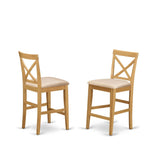 East West Furniture PBS-OAK-C Pub Counter Stool Bar Chair - Linen Fabric Pub Height Wooden Chairs, Set of 2, Oak East West Furniture