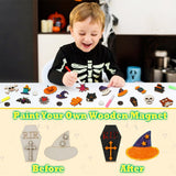 Worgree Halloween Crafts for Kids, 36 Pcs DIY Wooden Magnets Art Craft Supplies Painting Kit for Boys Girls Ages 4-8 8-12 Halloween Party Favors Gifts Basket Treat Goodie Bag Stuffers Classroom Prizes Worgree