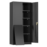 Greenvelly Metal Storage Cabinet, 72" Black Steel Garage Cabinet with Doors and Adjustable Shelves, Metal Cabinet with Lock,Garage Cabinets and Storage System for Garage,Home Office,School Greenvelly
