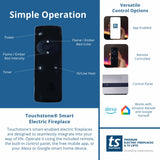 Touchstone Sideline Deluxe -Stainless Steel Smart Electric Fireplace- 50" Wide- Alexa/WiFi-Enabled- in Wall Recessed- 5 Flame Settings- 9 Flame Colors- 1,500W Heater- Log & Crystal Options- 86273 Touchstone