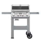 Monument Grills 4-Burner Liquid Propane Gas Grill, Silver Stainless Steel Grill Outdoor Patio Garden Barbecue Grill with Clearview® Lid and One Foldable Shelves, Mesa400MF Monument Grills
