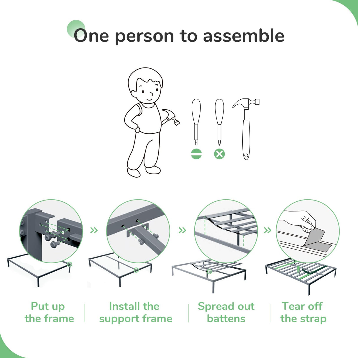 Novilla Full Size Bed Frame Without Headboard, Metal Platform Bed Frame, No Box Spring Needed, Heavy Duty, Wood Slat Support, Easy Assembly, White Novilla