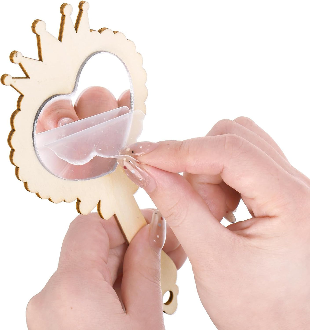 Coloch 12 Pack Wood Mirror Crafts for Kids, DIY Mini Wooden Princess Mirror Unfinished Handheld Mirrors with 2 Painting Brushes and 3 Stickers for Handmade Craft, Birthday, Gift Coloch