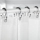 Goowin Shower Curtain Hooks, 12 Pcs Shower Curtain Rings, Stainless Steel Black Shower Curtain Hooks, Shower Curtain Rings Rust Proof, Smooth Sliding Anti-Drop Double Shower Rings for Curtain (Black) Goowin