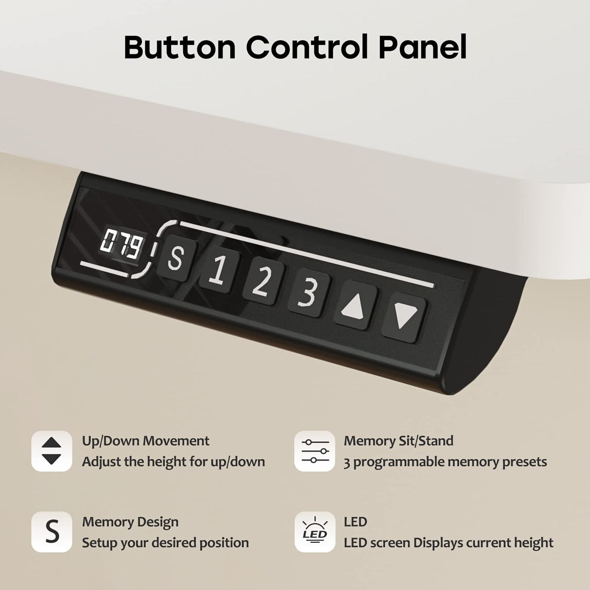 JYLH JOYSEEKER White Standing Desk, 48 X 24 Inch Adjustable Height Electric Desk, Sit Stand Desk with Splice Board and 2 Hooks, Ergonomic Rising Desk for Home Office JYLH JOYSEEKER