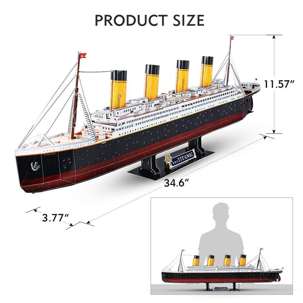 CubicFun Titanic 3D LED Puzzles for Adults 88 CM 266 Pieces,Titanic Toys for Adults Teens, Home Decor Birthday Gifts Adults Easter Gifts Teacher Gifts CubicFun
