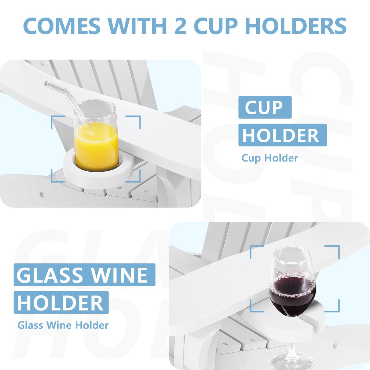 Cecarol Normal Size Adirondack Chair Plastic, Outdoor Fire Pit Chair with Cup Holder, Adirondack Patio Chair Weather Resistant for Outside, Porch, Lawn, Garden- AC01S, White Cecarol