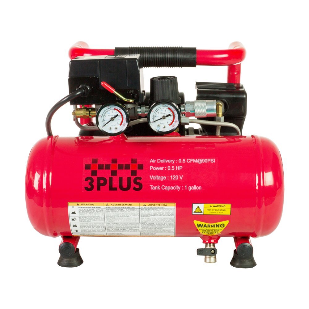 3PLUS HCB050401 18-Gauge Brad Nailer and Quiet Air Compressor Combo kit 3PLUS