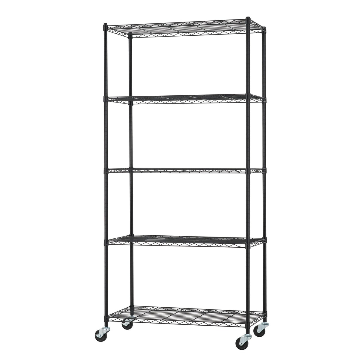 NEAT by TRINITY 5-Tier Adjustable Wire Shelving with Wheels, Wire Shelf Rack for Kitchen Organization, Garage Storage, 400 to 2000 Pound Capacity, NSF Certified, 36” x 18” x 72”, Black NEAT by TRINITY