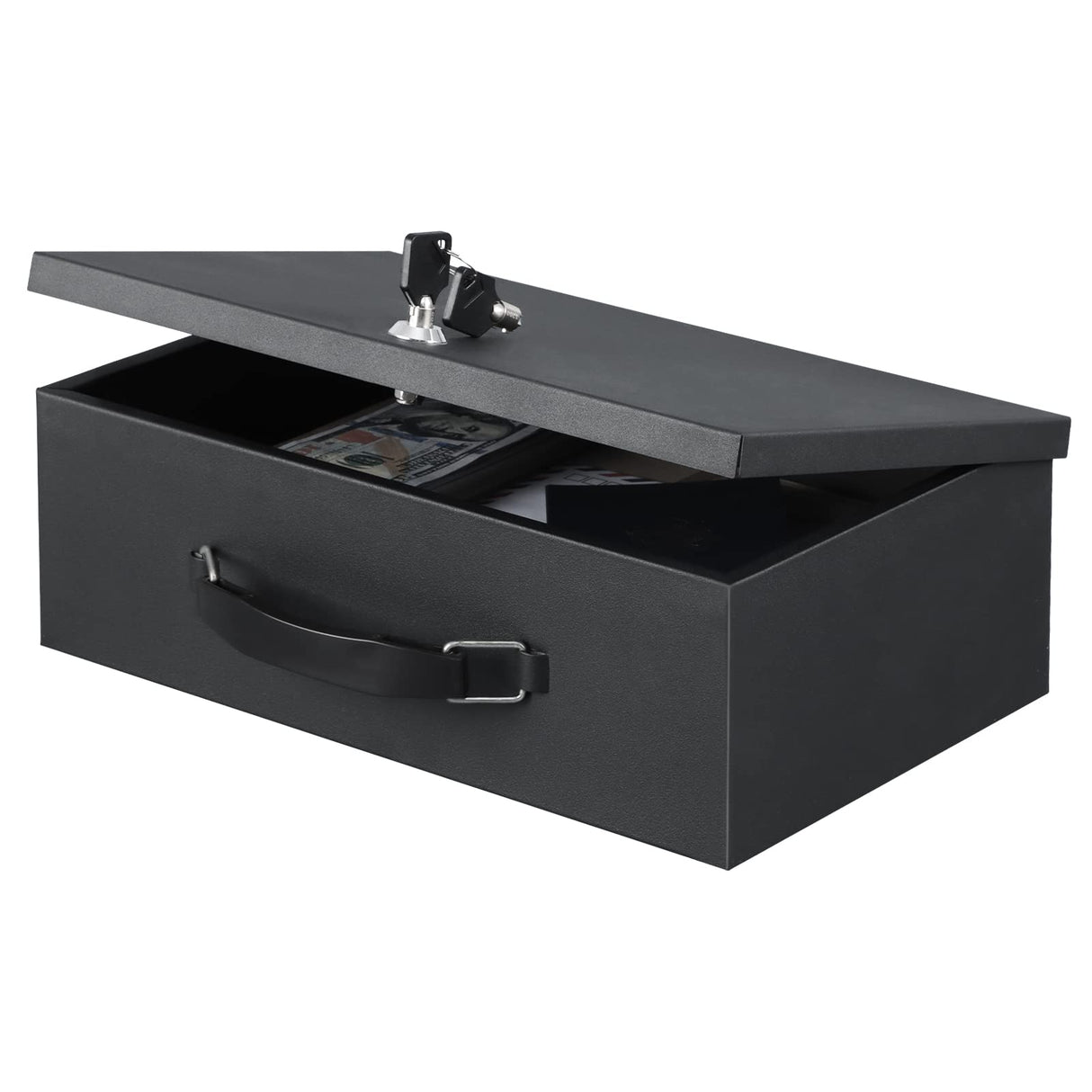 xydled Fire Resistant Safe Fire Safe Box with Key Lock for Home Office Security Storage for Valuables Documents,12.8 x 8.5 x 4.5 Inch,Black xydled