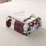 Rustic Farm Animal Fleece Bed Blanket Throw 50"X60" Retro Buffalo Plaid Farmhouse Cabin Throw Blanket Country Sheep Chicken Cow Print Sherpa Blanket,Grid Windmill Flannel Blanket Red Black Grey Erosebridal