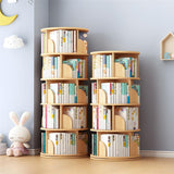 NIUYAO 360-Degree Rotating Solid Wood Bookcase - 2-Tier Versatile Storage Rack NIUYAO