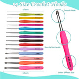 Yarniss Crochet Kits for Beginner, All-Inclusive Crochet Kit for Adults with 14 Size Ergonomic Crochet Hooks,12 Yarns Balls & Bag Yarniss