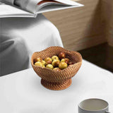 Rattan Fruit Bowl, Food Snack Serving Basket, Basket Display,Footed Fruit Basket, Woven Fruit Basket for Picnic, Countertop Makeup, Photo Props, small Bothyi