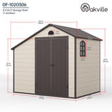 BIGoods 8.5 ft. W x 6.3 ft. D Resin Outdoor Patio Storage Shed with Firewood Rack, Floor and Lockable Door BIGoods