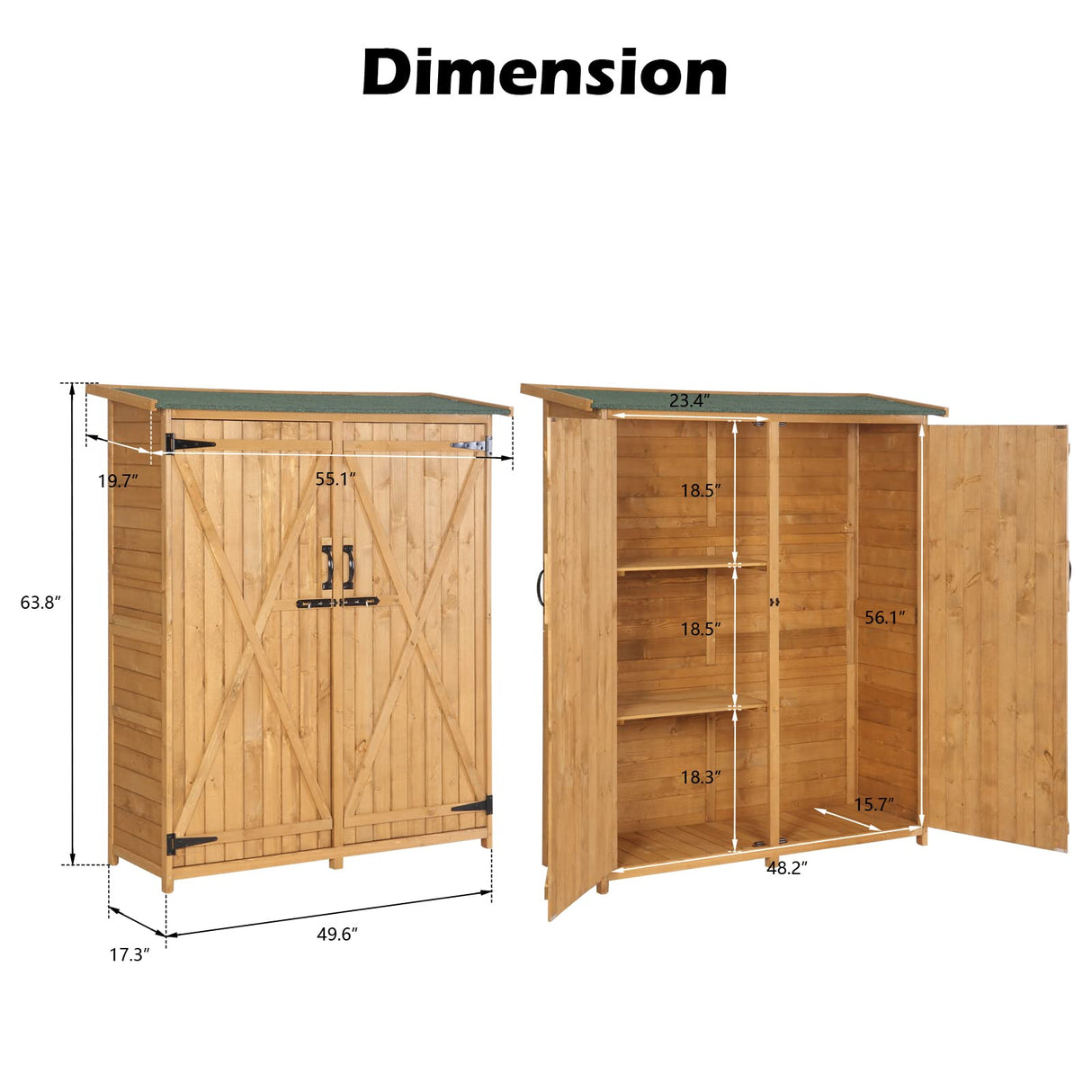 VINGLI Upgraded Outdoor Wooden Storage Shed, Extra Large Garden Shed Outside Tool Cabinet with 2 Safety Latches, Patio Storage Organizer for Garden Yard Lawn Equipment VINGLI