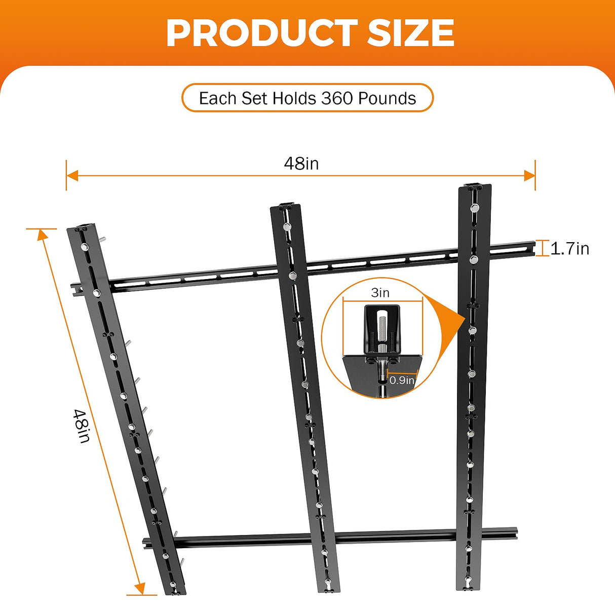 BEAMNOVA Overhead Garage Storage Rack,Ceiling Bin Rails Storage Heavy Duty Metal Garage Ceiling Storage Racks,Overhead Tote Storage Rail System,Overhead Bin Storage (Black) 48" x 48" BEAMNOVA
