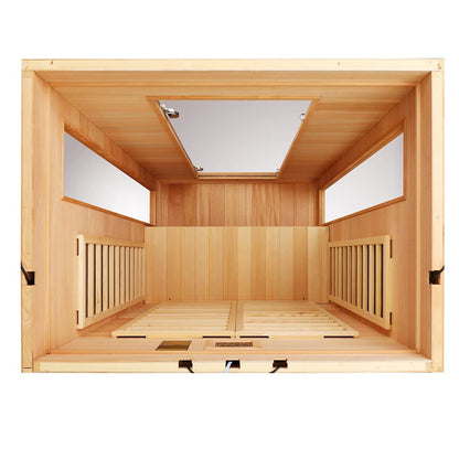 Royal Saunas Hongyuan Single Person Indoor Bluetooth Low EMF Far Infrared in Okoume & Hemlock Wood(WF9101)