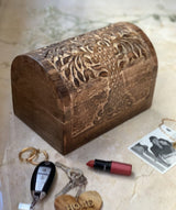 Great Birthday Gift Ideas Handmade Decorative Wooden Jewelry Box With Tree of Life Carvings Jewelry Organizer Keepsake Box Treasure Chest Trinket Holder Watch Box Storage Lock Box The Great Indian Bazaar