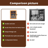 Brown Anxiety Bookshelf,Super Mini Bookshelf,Set:1 Wooden Book Display Case + 60 PCS Mini Books,Shake Away Your Anxiety,Home Study Room Office Bedroom Library Decor,Perfect for Book Lovers WodGod