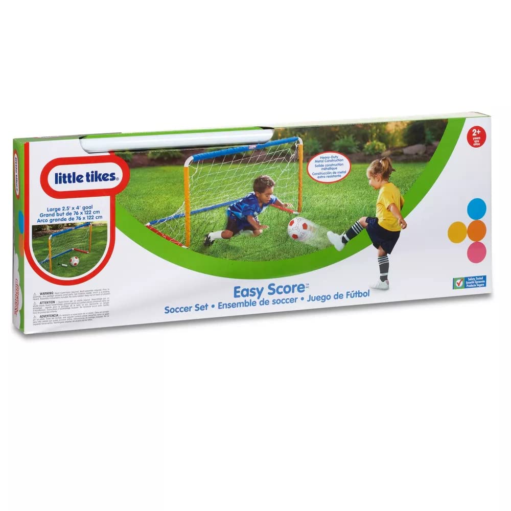 Little Tikes Easy Score Soccer Set Game Outdoor Toys for Backyard Fun Summer Play - Goal with Net, Ball, and Pump Included - Lawn Activities for Kids, Toddlers, Boys Girls Ages 2+ Little Tikes