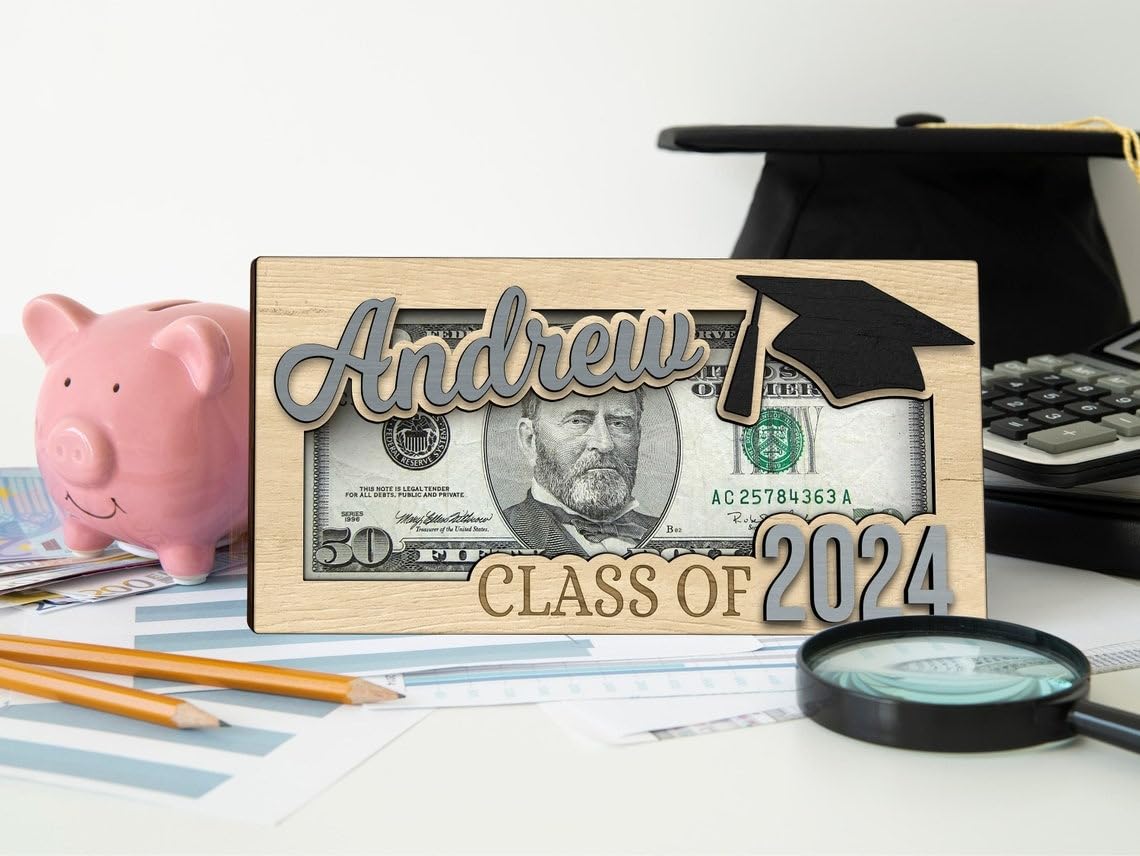 KindlyToys Personalized Graduation Money Holder - Graduation Gift Money Holder, Money Holder for Cash Gift Graduation - Wooden Money Holder, Unique Class of 2024 Graduation Gifts - WoodArtSupply