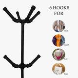 THRONKENGER Industrial Coat Rack,Metal Pipe Coat Rack Stand Freestanding with 6 Hooks,Heavy Duty Coat Tree Sturdy Coat Racks for Entryway, Hallway, Bedroom (Black) THRONKENGER