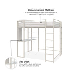 DHP Abode Full Size Metal Loft Bed, Off-White DHP