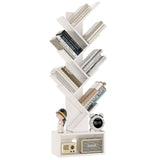 YMYNY 6 Tier Tree Bookshelf, Tall Bookcase, Wood Book Storage Rack with Drawer, Modern Floor Standing Book Shelf for Books/Movies/CDs, Utility Organizer for Living Room, Home Office, White UHBC016W YMYNY