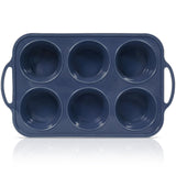 Vnray Jumbo Silicone Muffin Pan with Metal Frame, Non Stick Silicone Cupcake Pan with Handles 6 Cup, BPA Free Silicon Muffin Tin Tray Extra Large for baking, egg bites, Cupcake Mold Grey Vnray