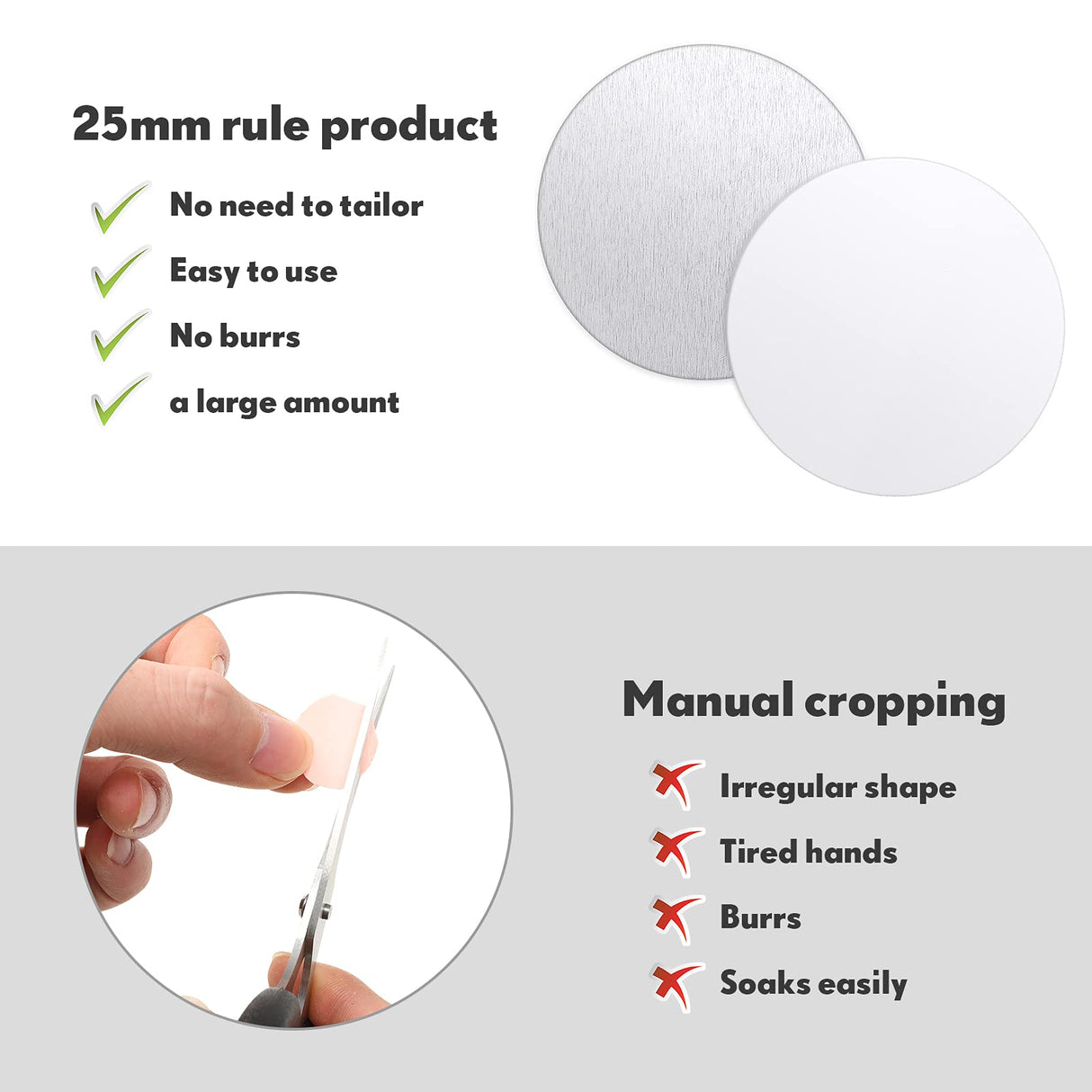 Sublimation Blank Aluminum Stickers Set Round Blank Bezel Pendant Tray Aluminum Sheet, Includes Sublimation Blank Discs and Double Side Tapes for Personalized Photo Jewelry Making DIY (50 Pieces) Ferraycle