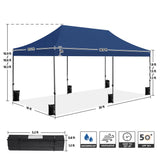 Yaheetech Heavy Duty Pop Up Canopy Tent, 10x20 Commercial Instant Shelter Tent for Wedding, Parties, Adjustable Outdoor Canopy with Wheeled Carry Bag, 6 Sandbags & 10 Stakes, Navy Blue Yaheetech