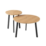 HOMPUS Modern Round Coffee Table, 23.6'' Small Nesting Coffee Table Set of 2, Accent Wood Coffee Tables, Nested Table for Living Room, Bedroom (Original Wood) HOMPUS