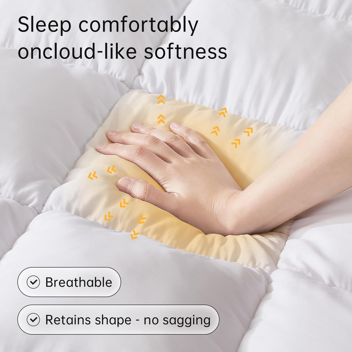 SAPHREAS Queen Size Mattress Topper 3 inch with 8-20 inches Stretchable Pockets, Soft Pillow Top Mattress Pad for Back Pain Relief with Breathable Air Mesh Sides SAPHREAS