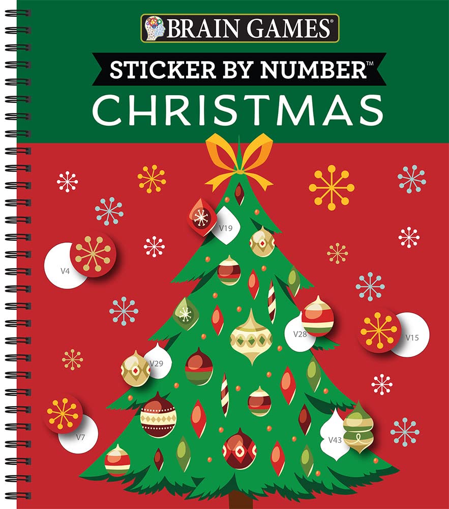 Brain Games - Sticker by Number: Christmas (28 Images to Sticker - Christmas Tree Cover) (Volume 2) WoodArtSupply