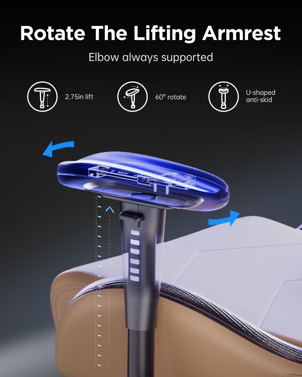 AutoFull Gaming Chair, Racing Style Gaming Chair with Ergonomic Lumbar Support,Adjustable High Back PU Leather PC Chair with Footrest,Brown AutoFull