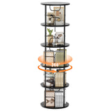 ALLSTAND 5-Tier 360° Rotating Black Bookshelf – Space-Saving Swivel Tower for Home Storage ALLSTAND